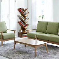 Sorbus 7-Tier Zigzag Tree Bookcase 7-Shelf Shelf with Baskets