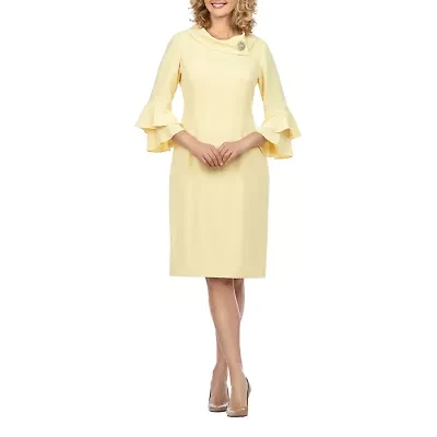 Giovanna Signature Womens Embellished 3/4 Sleeve Shift Dress