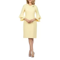Giovanna Signature Womens Embellished 3/4 Sleeve Shift Dress