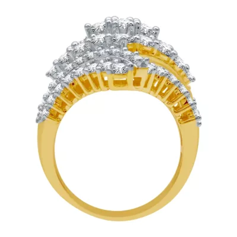 Womens / CT. T.W. Natural White Diamond 10K Gold Cluster Cocktail Ring