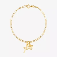Gold Addiction Womens 14K Gold Cross Charm Bracelet