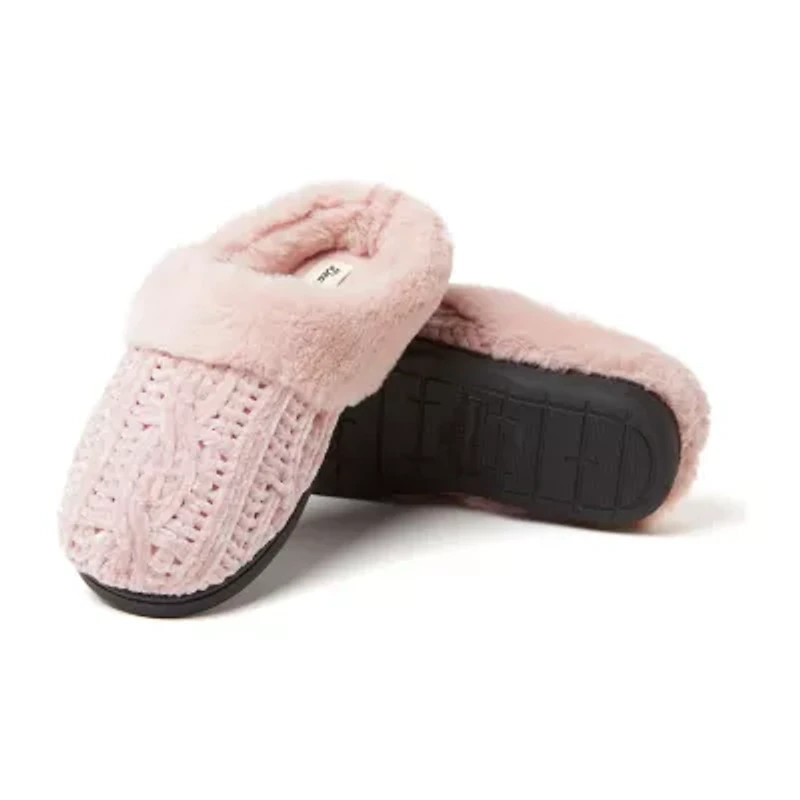 Dearfoams Claire Cable Knit Chenille Womens Memory Foam Clog Slippers
