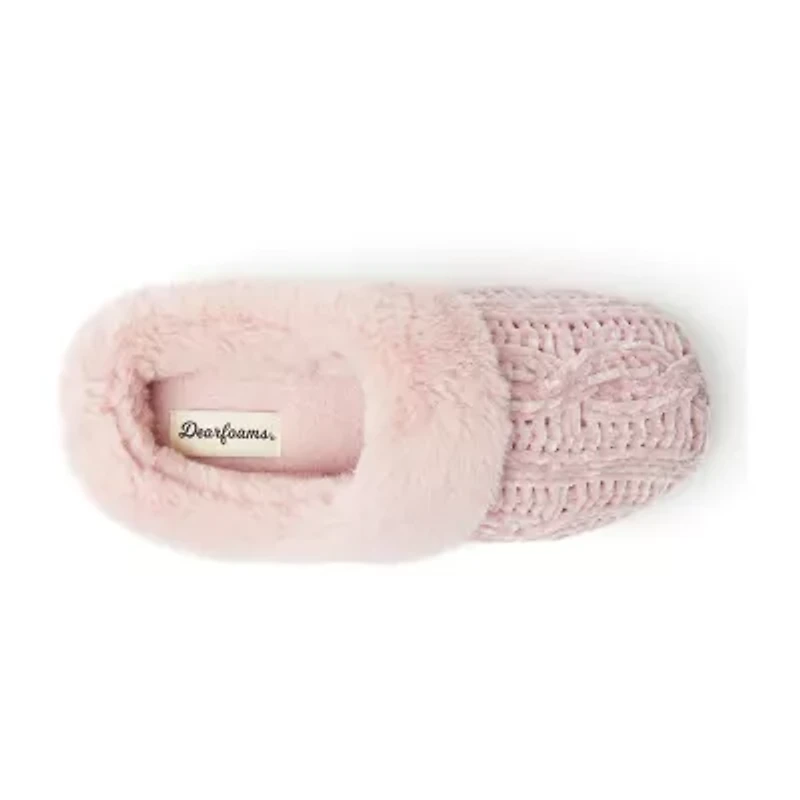 Dearfoams Claire Cable Knit Chenille Womens Memory Foam Clog Slippers