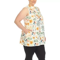 White Mark Plus Womens Crew Neck Sleeveless Tunic Top