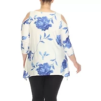 White Mark Plus Womens Scoop Neck 3/4 Sleeve Tunic Top