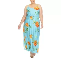 White Mark Womens Plus Sweetheart Neck Sleeveless Maxi Dress