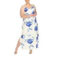 White Mark Womens Plus Sleeveless Floral Maxi Dress
