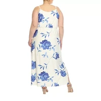 White Mark Womens Plus Sleeveless Floral Maxi Dress