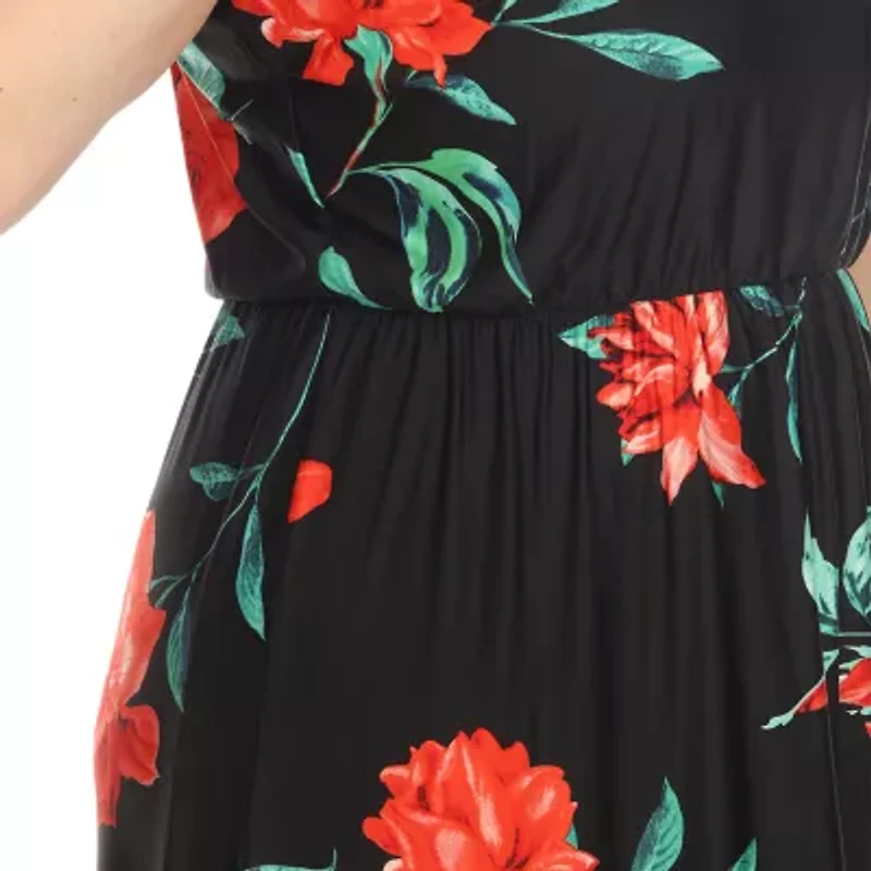 White Mark Womens Plus Sleeveless Floral Maxi Dress