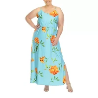 White Mark Womens Plus Sweetheart Neck Sleeveless Maxi Dress