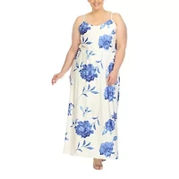 White Mark Womens Plus Sleeveless Floral Maxi Dress