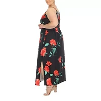 White Mark Womens Plus Sleeveless Floral Maxi Dress