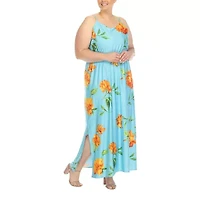 White Mark Womens Plus Sweetheart Neck Sleeveless Maxi Dress