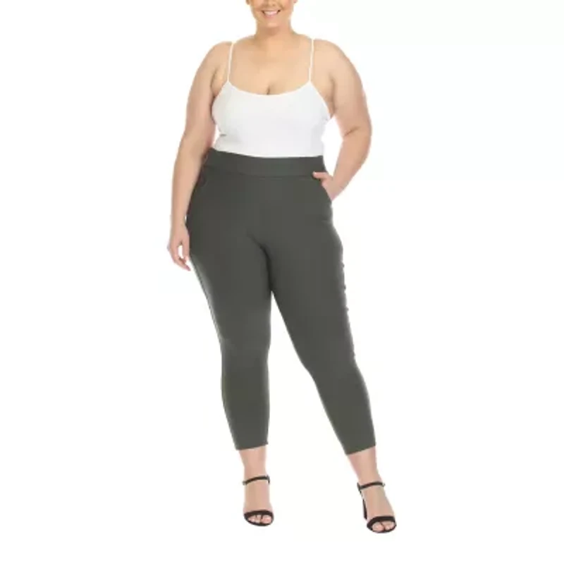 White Mark Womens Plus Ankle Mid Rise Pull-On Pant