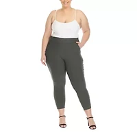 White Mark Womens Plus Ankle Mid Rise Pull-On Pant