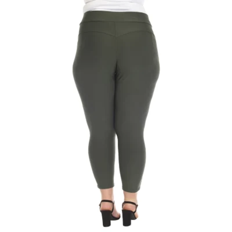 White Mark Womens Plus Ankle Mid Rise Pull-On Pant