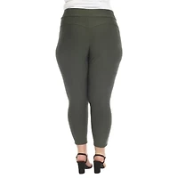 White Mark Womens Plus Ankle Mid Rise Pull-On Pant