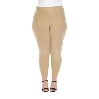 White Mark Womens Ankle Mid Rise Plus Pull-On Pant