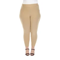 White Mark Womens Ankle Mid Rise Plus Pull-On Pant