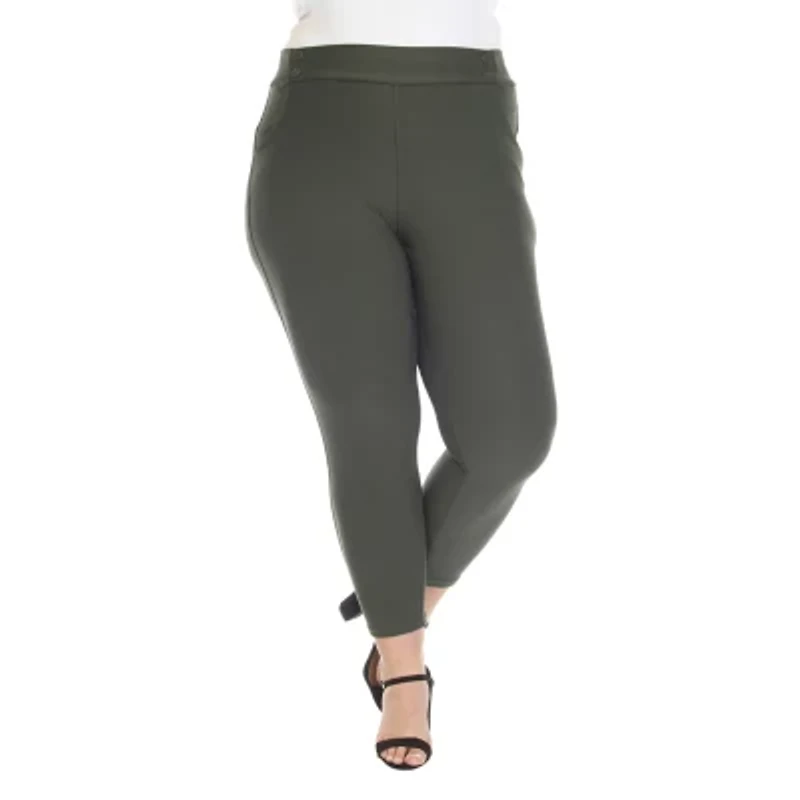 White Mark Womens Plus Ankle Mid Rise Pull-On Pant
