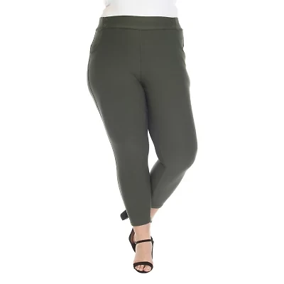 White Mark Womens Plus Ankle Mid Rise Pull-On Pant