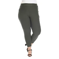 White Mark Womens Plus Ankle Mid Rise Pull-On Pant