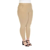 White Mark Womens Ankle Mid Rise Plus Pull-On Pant