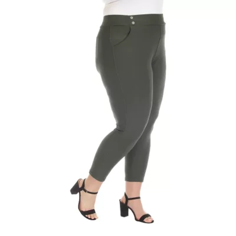 White Mark Womens Plus Ankle Mid Rise Pull-On Pant