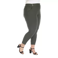White Mark Womens Plus Ankle Mid Rise Pull-On Pant
