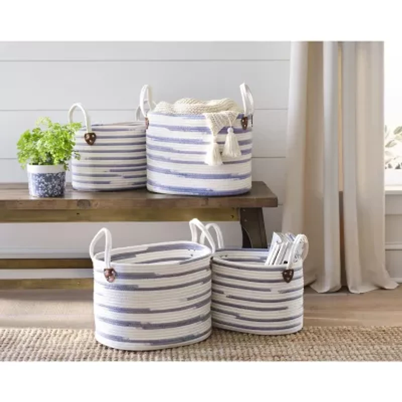 Handcrafted 4 Home Gray Oval Rope Decorative Basket
