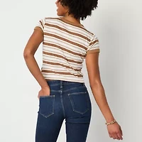 Arizona Stripe Womens Juniors Crew Neck Short Sleeve T-Shirt