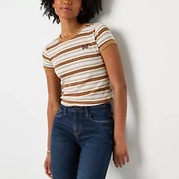 Arizona Stripe Womens Juniors Crew Neck Short Sleeve T-Shirt