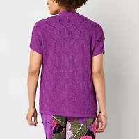 Liz Claiborne Womens Short Sleeve Open Front Cardigan