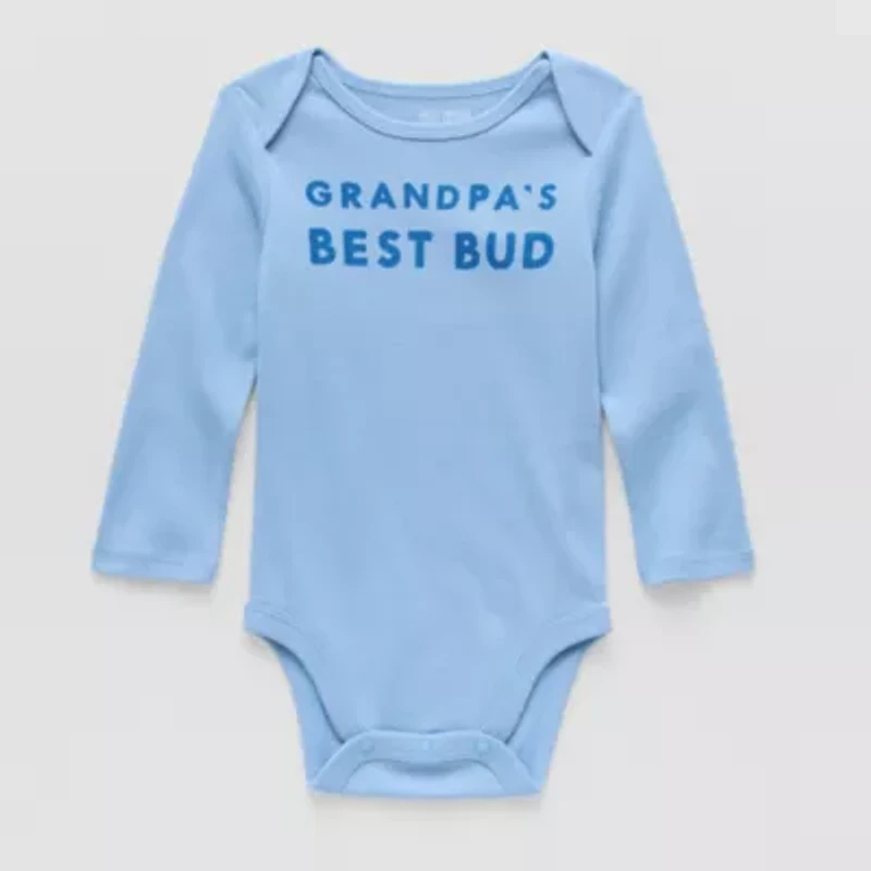 Okie Dokie Baby Boys Round Neck Long Sleeve Rib Bodysuit