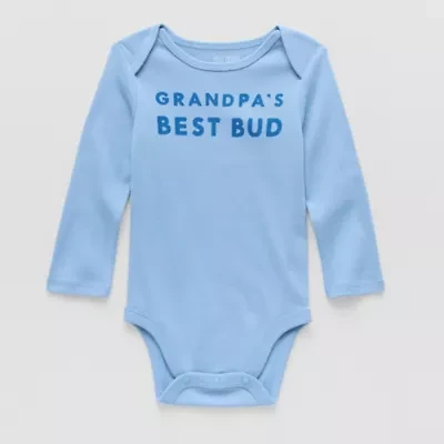 Okie Dokie Baby Boys Round Neck Long Sleeve Rib Bodysuit