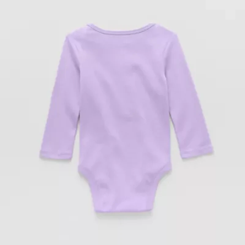 Okie Dokie Baby Girls Round Neck Long Sleeve Rib Bodysuit