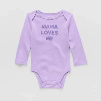Okie Dokie Baby Girls Round Neck Long Sleeve Bodysuit