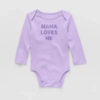 Okie Dokie Baby Girls Round Neck Long Sleeve Bodysuit