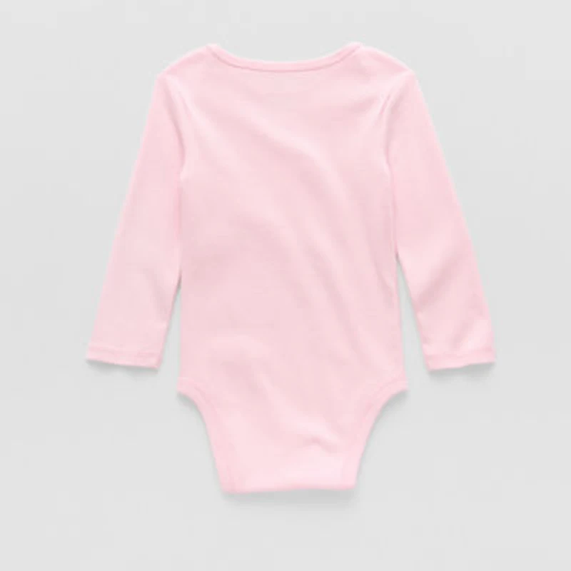 Okie Dokie Baby Girls Round Neck Long Sleeve Rib Bodysuit