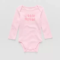 Okie Dokie Baby Girls Round Neck Long Sleeve Rib Bodysuit