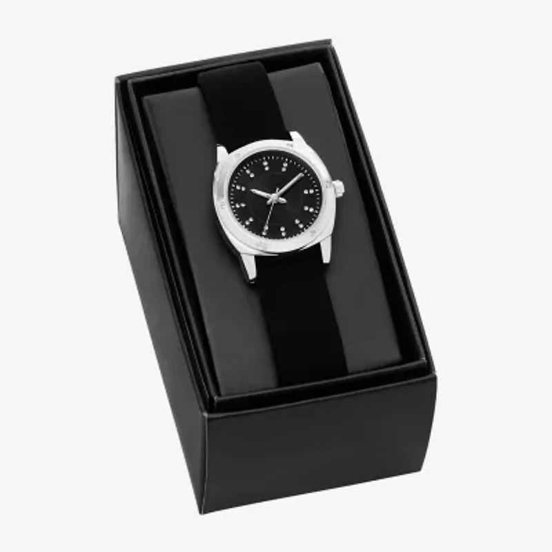 Womens Crystal Accent Black Strap Watch Fmdjo342