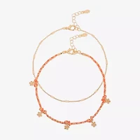Bijoux Bar Womens 7.5 Inch Solid Link Flower Ankle Bracelet