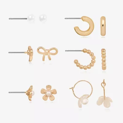 Bijoux Bar Womens Flower 6 Pair Earring Set