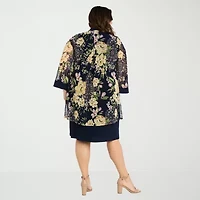 R & M Richards Womens Plus Floral Jacket Dress