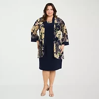 R & M Richards Womens Plus Floral Jacket Dress