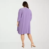 R & M Richards Womens Plus Paisley Jacket Dress