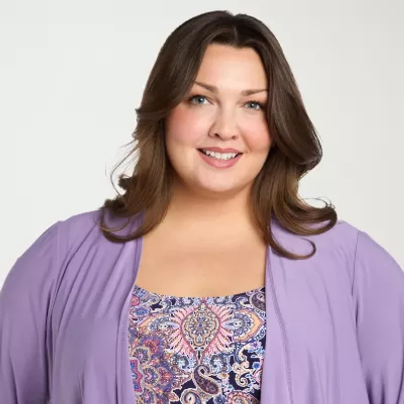 R & M Richards Womens Plus Paisley Jacket Dress