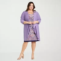 R & M Richards Womens Plus Paisley Jacket Dress