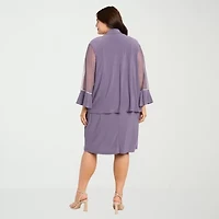 R & M Richards Womens Plus Round Neck Sleeveless Jacket Dress