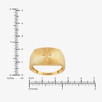 Mens 10K Gold Cross Signet Ring